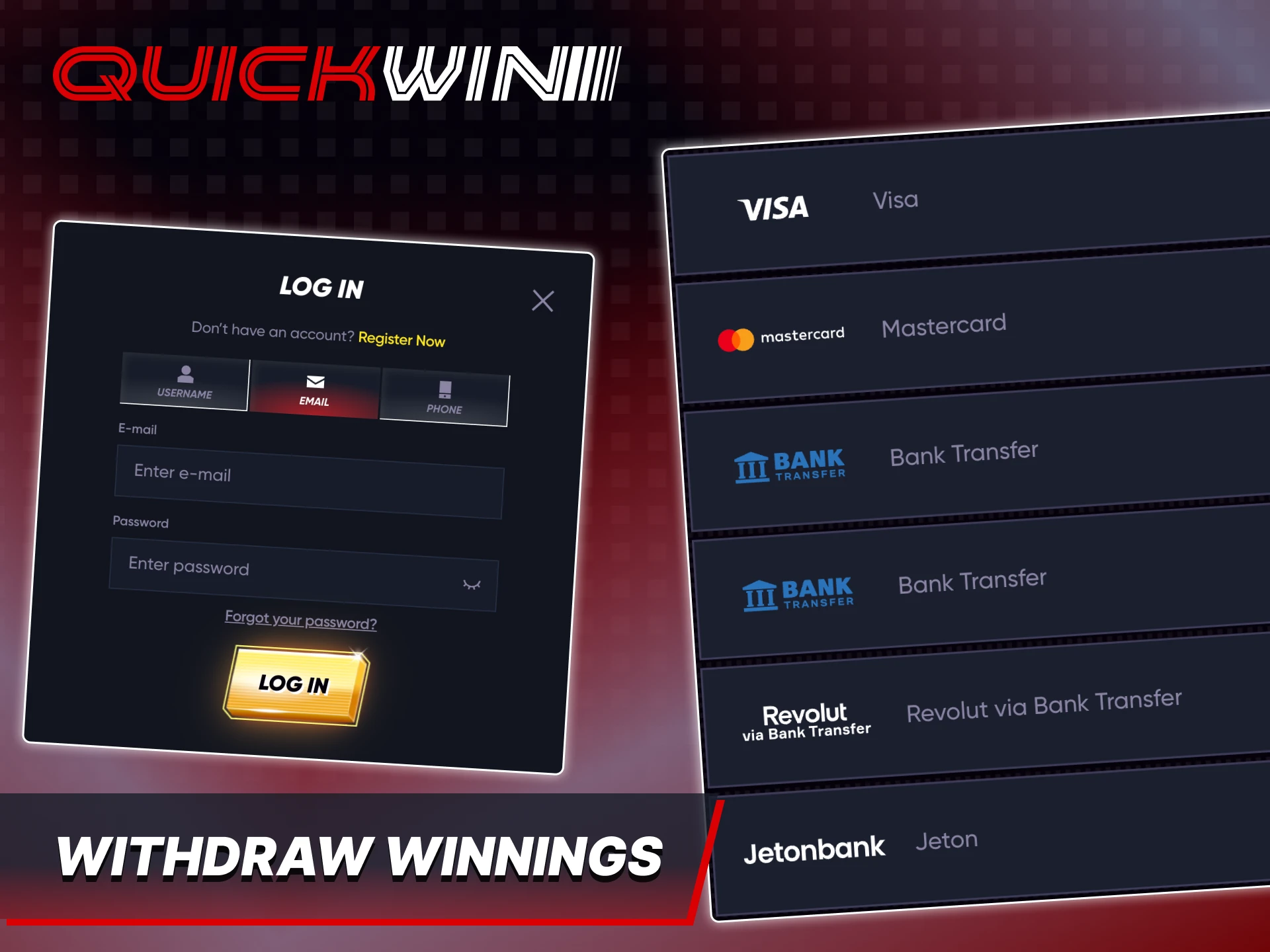 Withdraw your winnings fast and secure from Quickwin.