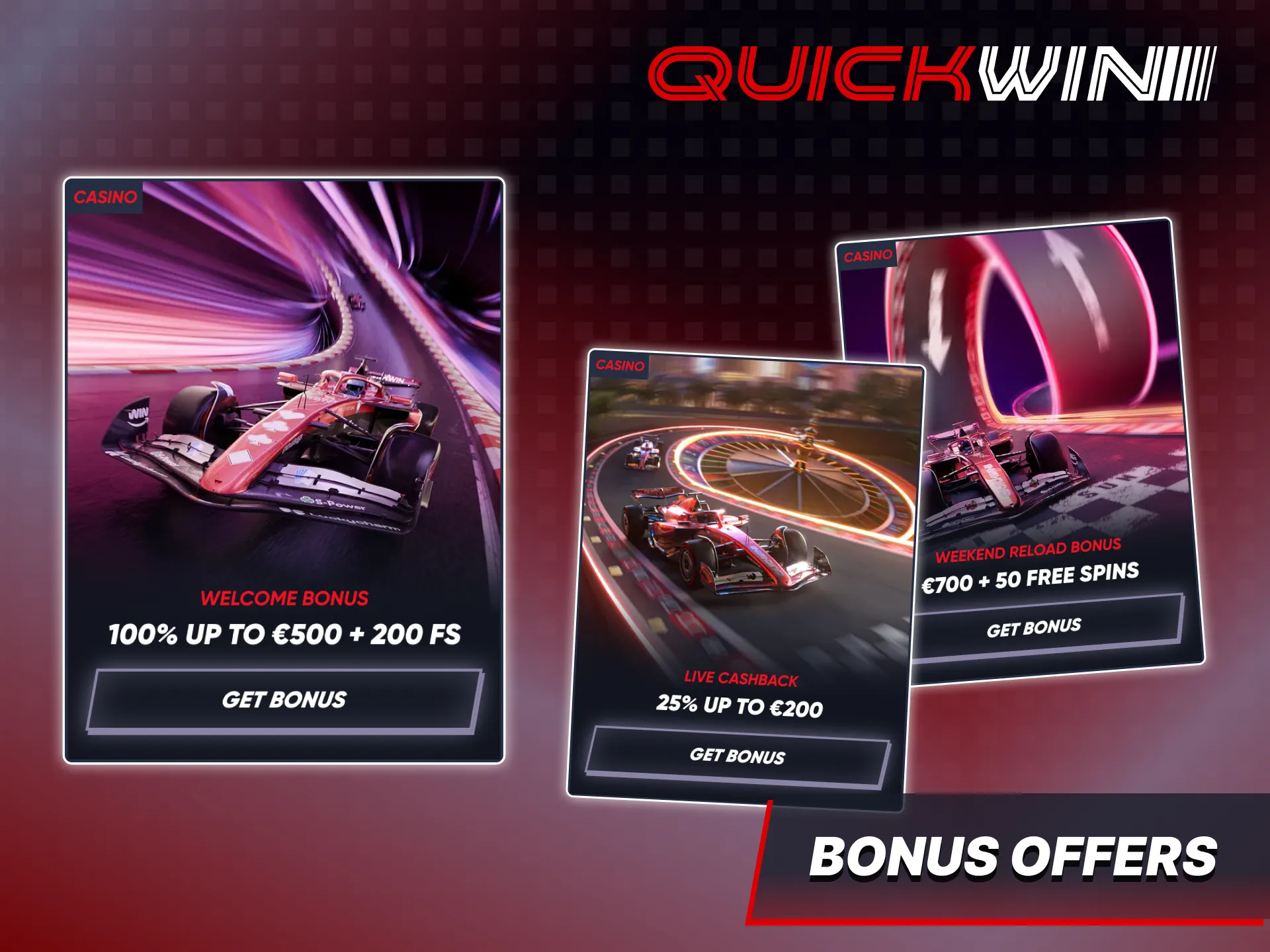 Improve your live casino winnings with Quickwin promotions.
