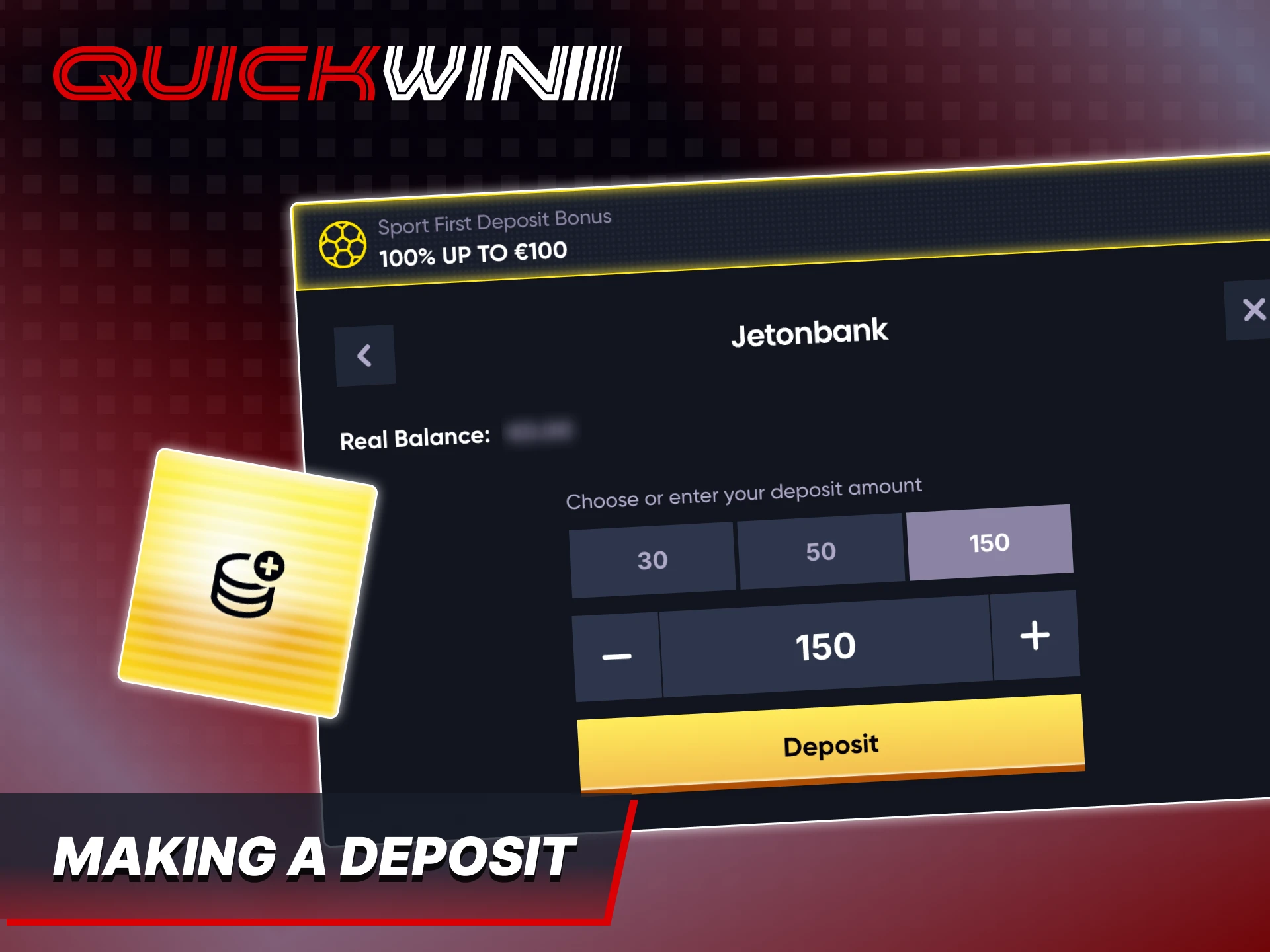 Follow the steps to make your first deposit at Quickwin.